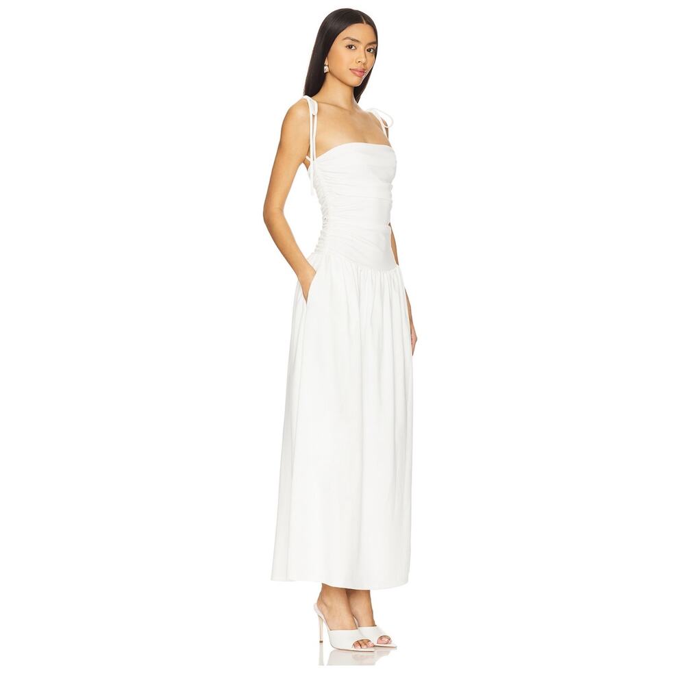 White Maxi Tie-Shoulder Dress - Elegant Summer Maxi - Picture 2 of 7
